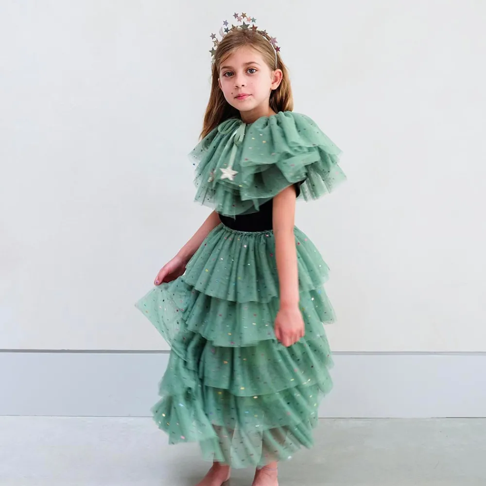 Outlet Mimi & Lula Christmas - Long Green Fir Tree Tutu In Tulle