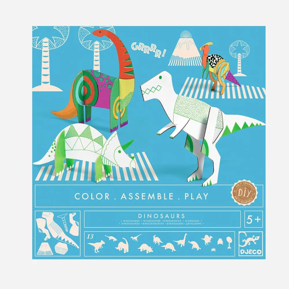 Flash Sale Djeco Coloring And Assembly Activity: Dinosaurs