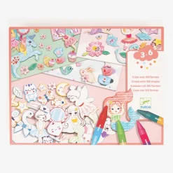 Outlet Djeco Coloring And Collage Activity: A World To Create, Princesses, Fairies, Mermaids