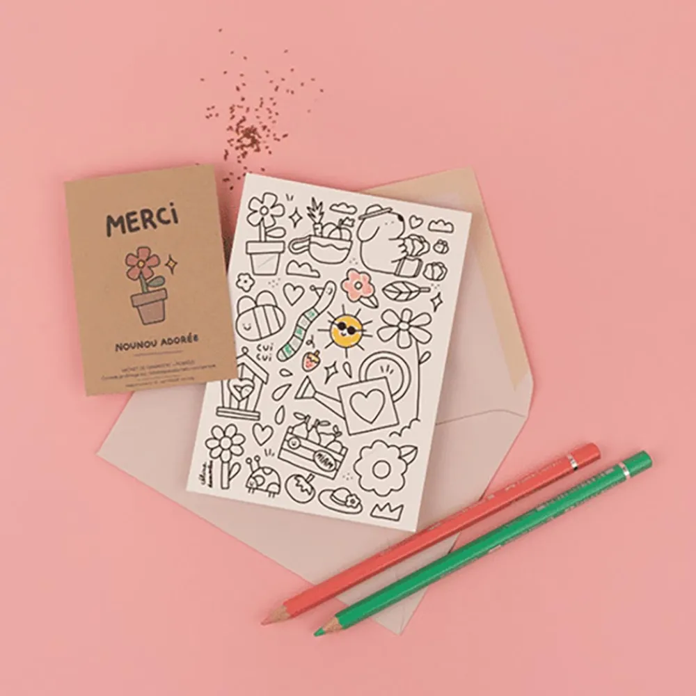 Flash Sale La Fabrique à sachets Coloring Card And Seeds To Sow - Thank You Beloved Nanny