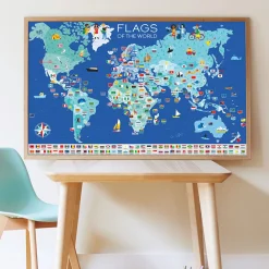 Fashion Poppik Educational Poster + 200 Stickers: Flags Of The World