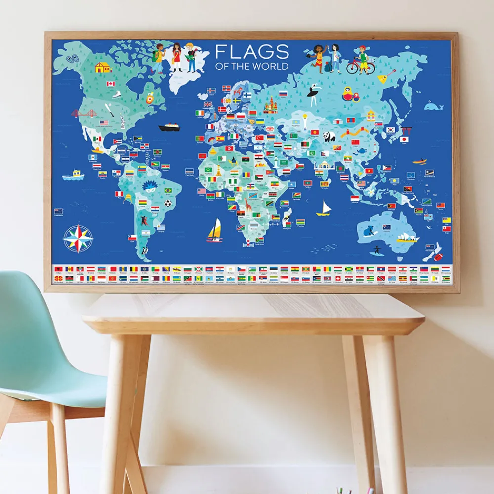 Fashion Poppik Educational Poster + 200 Stickers: Flags Of The World