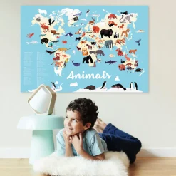 Store Poppik Educational Poster + 67 Stickers: Animals Of The World