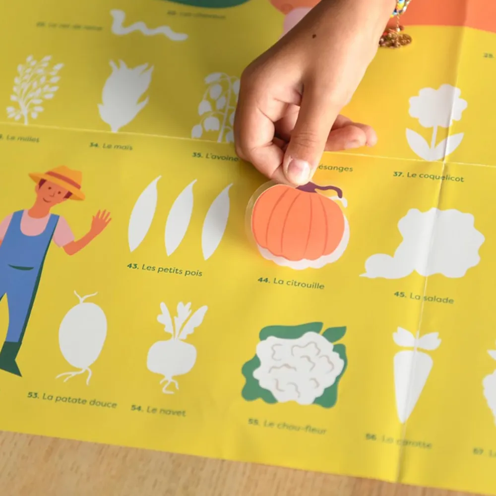 Best Poppik Educational Poster + 58 Stickers: Farm Animals