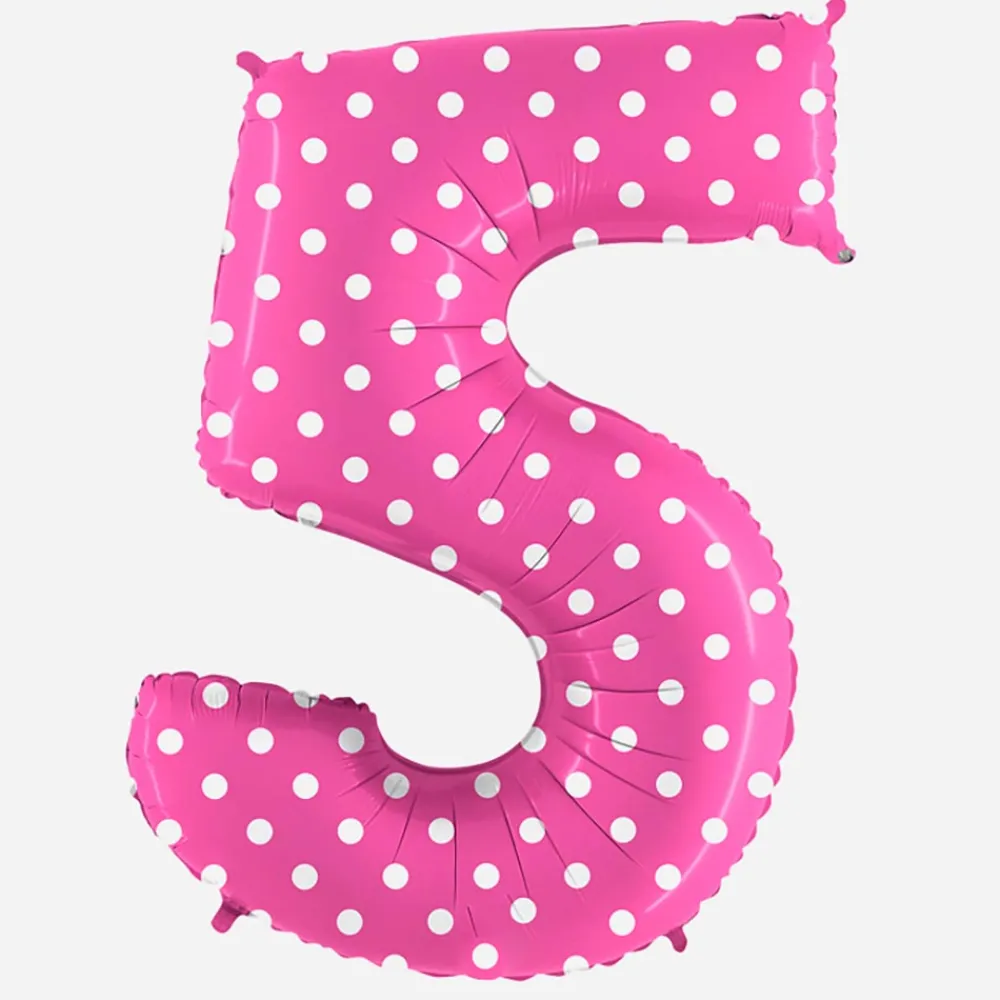 Discount Grabo Balloons Giant Helium Balloon - Giant Pink Number Balloon With White Polka Dots