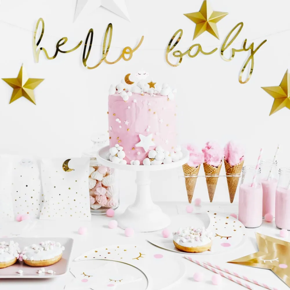 Cheap Party Deco Gold Hello Baby Garland