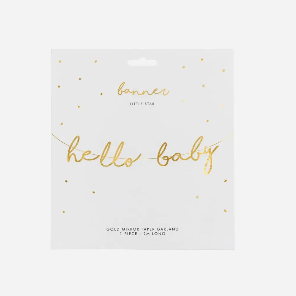 Cheap Party Deco Gold Hello Baby Garland