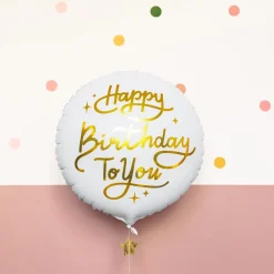 Cheap Party Deco Golden Happy Birthday White Balloon