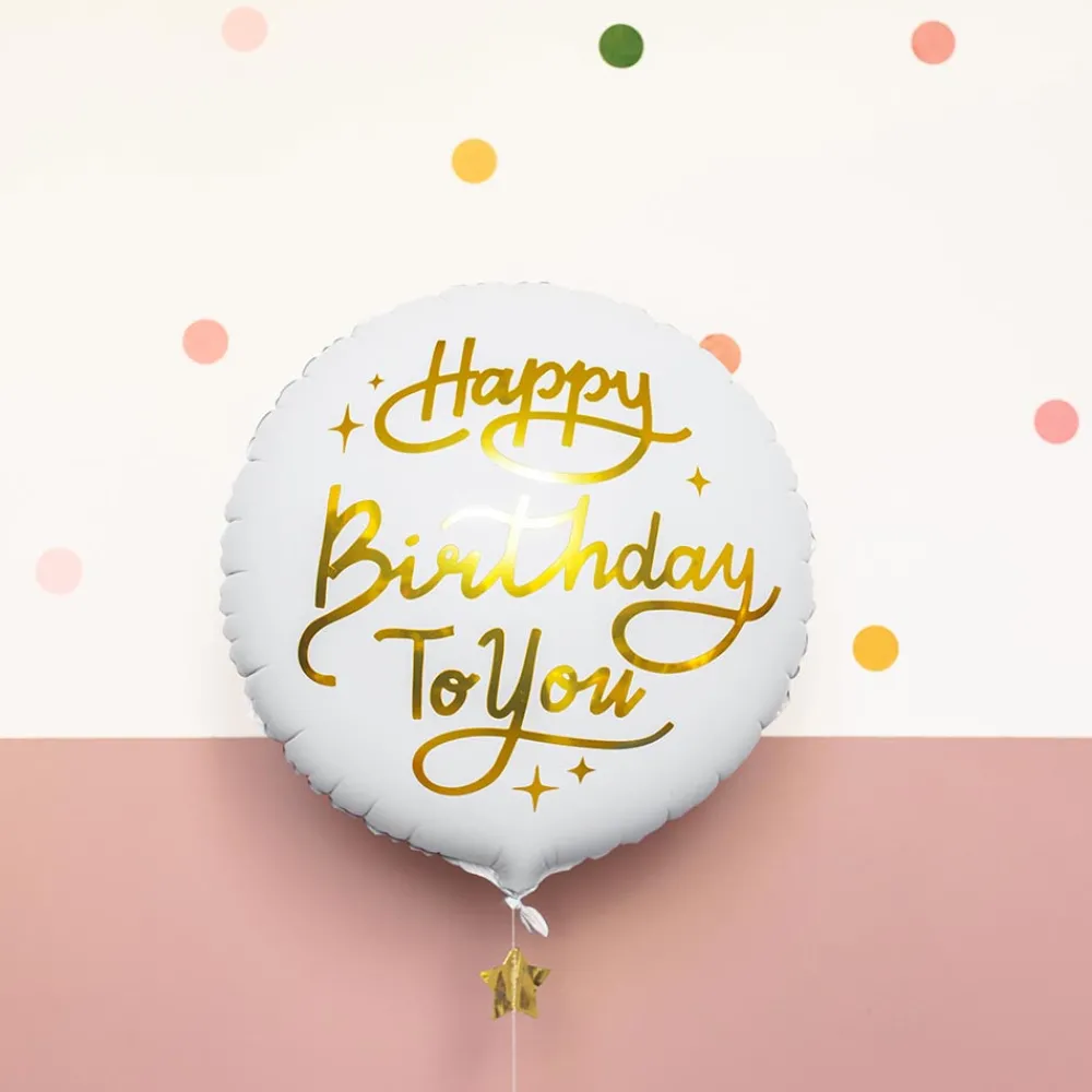 Cheap Party Deco Golden Happy Birthday White Balloon
