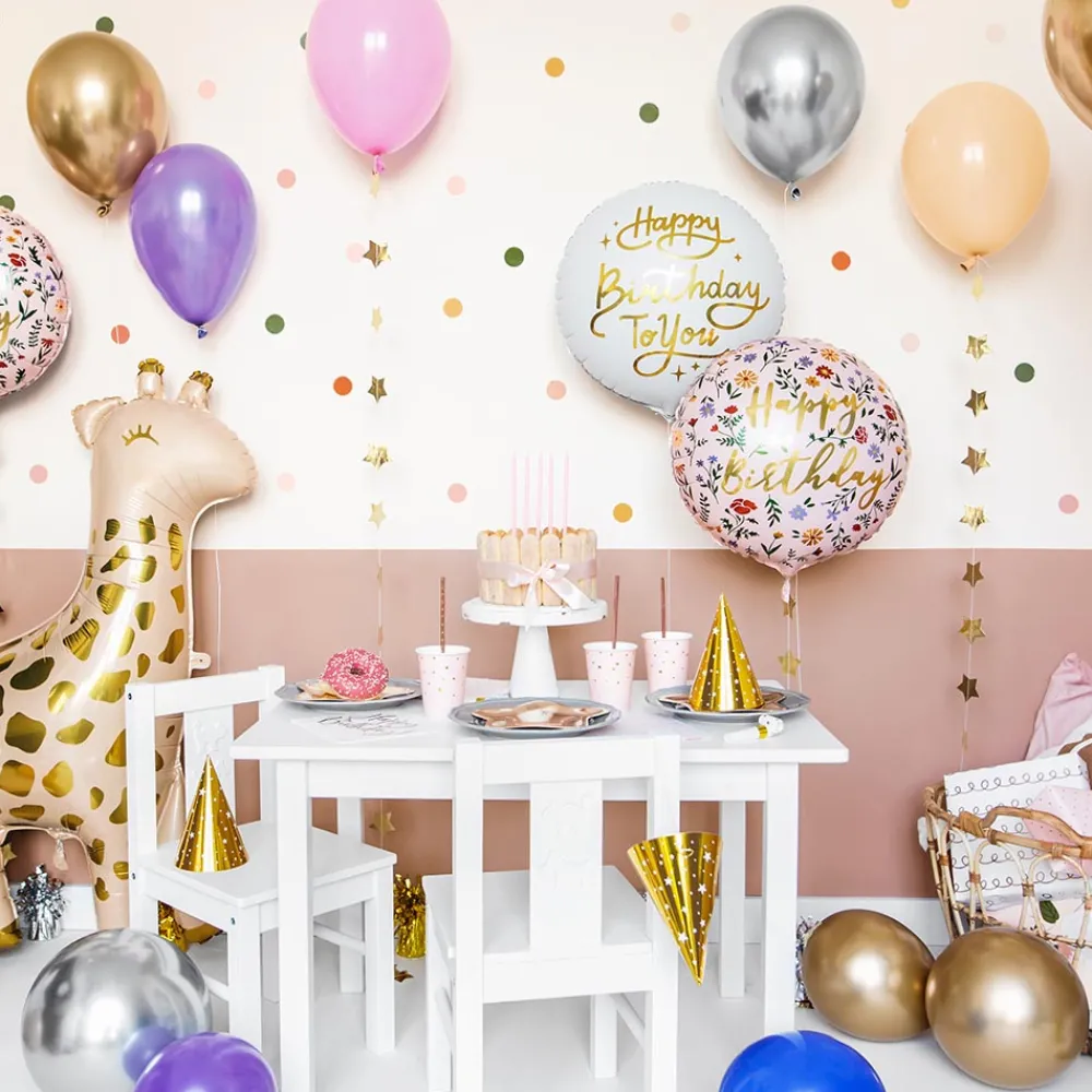 Cheap Party Deco Golden Happy Birthday White Balloon