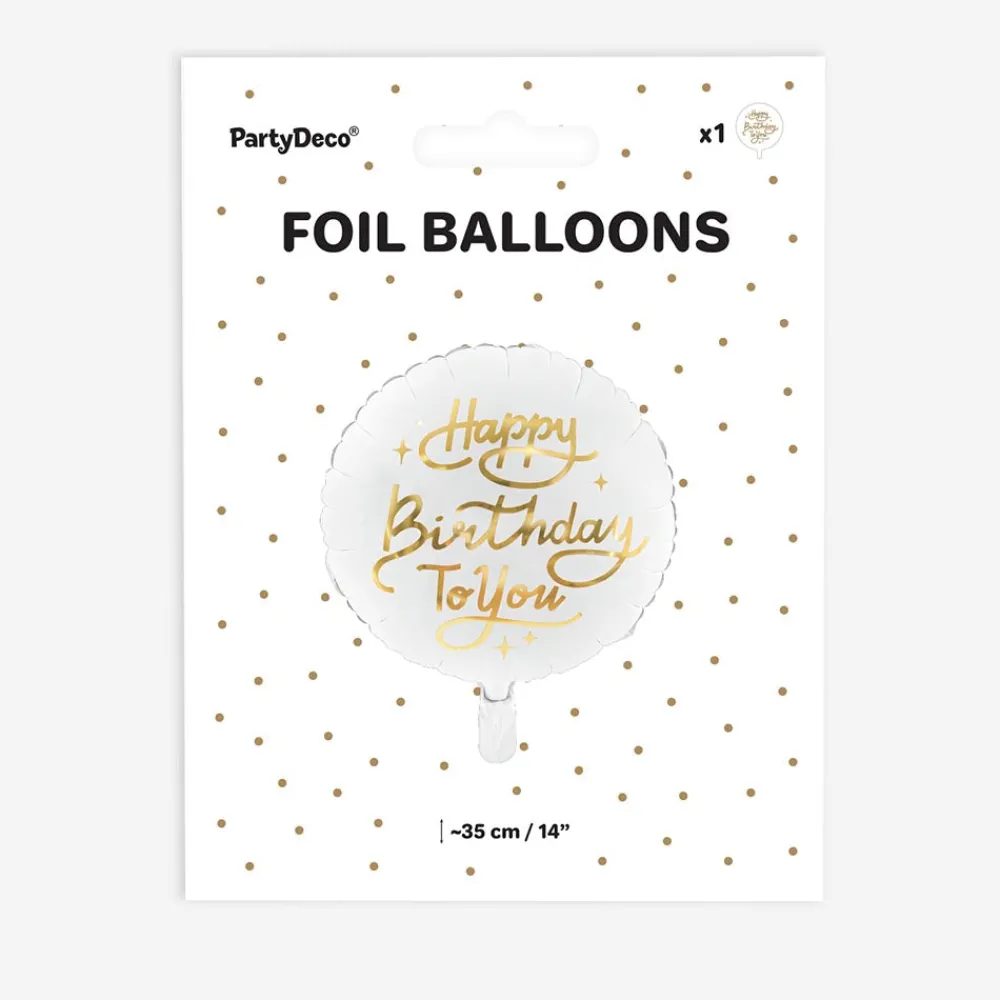 Cheap Party Deco Golden Happy Birthday White Balloon