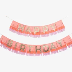 New Meri Meri Happy Birthday Fringe Garland Pink