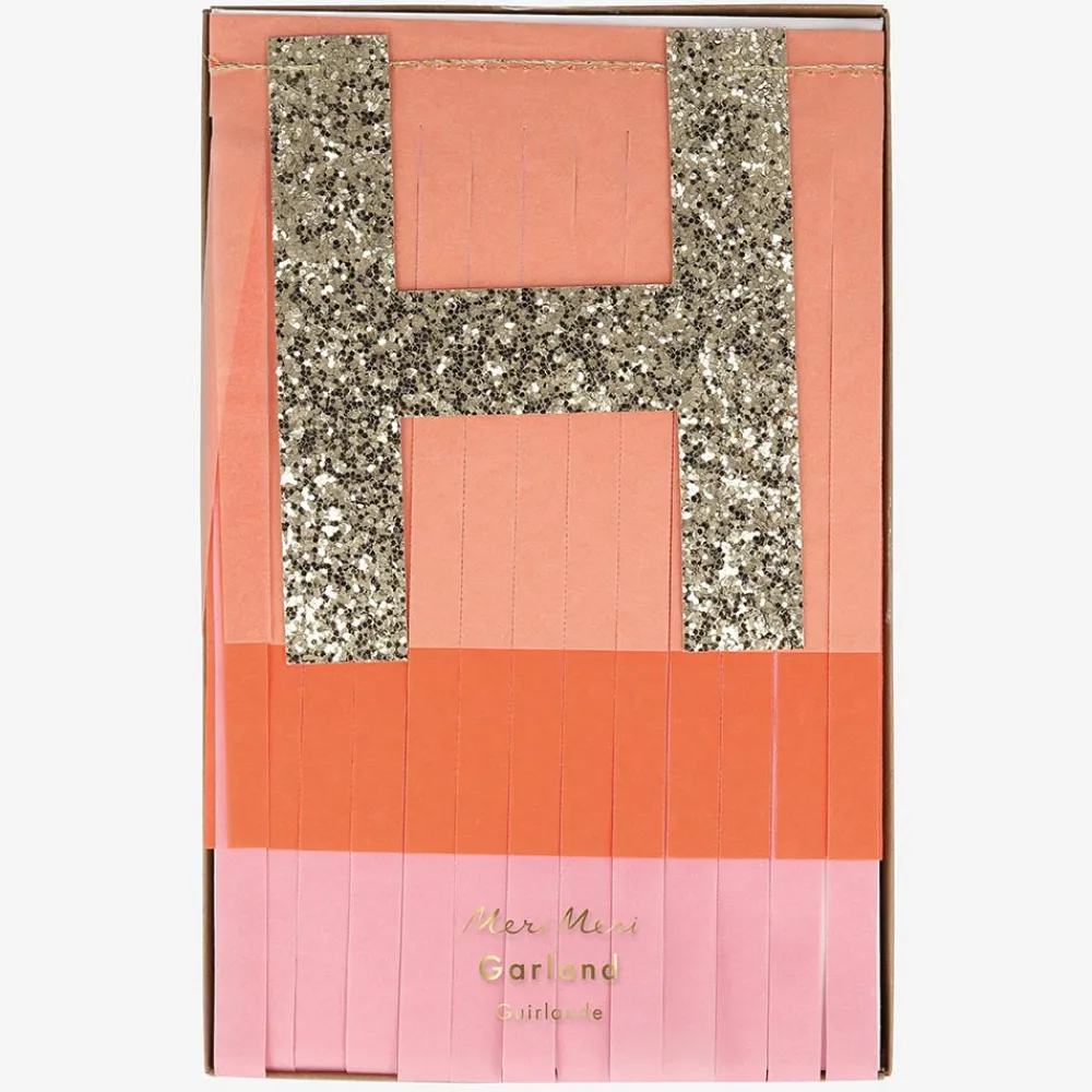 New Meri Meri Happy Birthday Fringe Garland Pink