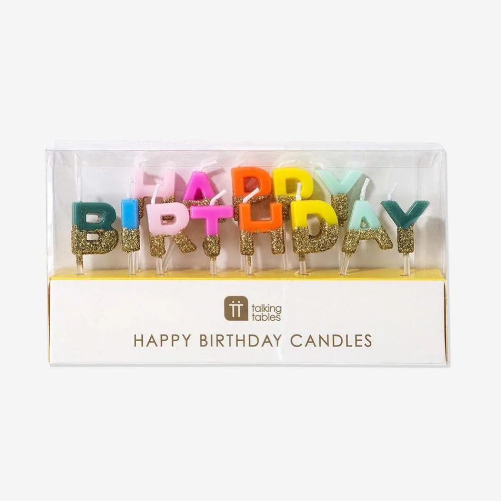 New TalkingTables Happy Birthday Rainbow Birthday Candle