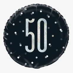 Cheap Unique Party Helium Balloon 50 Years Black And Holographic