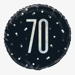 Cheap Unique Party Helium Balloon 70 Years Black And Holographic