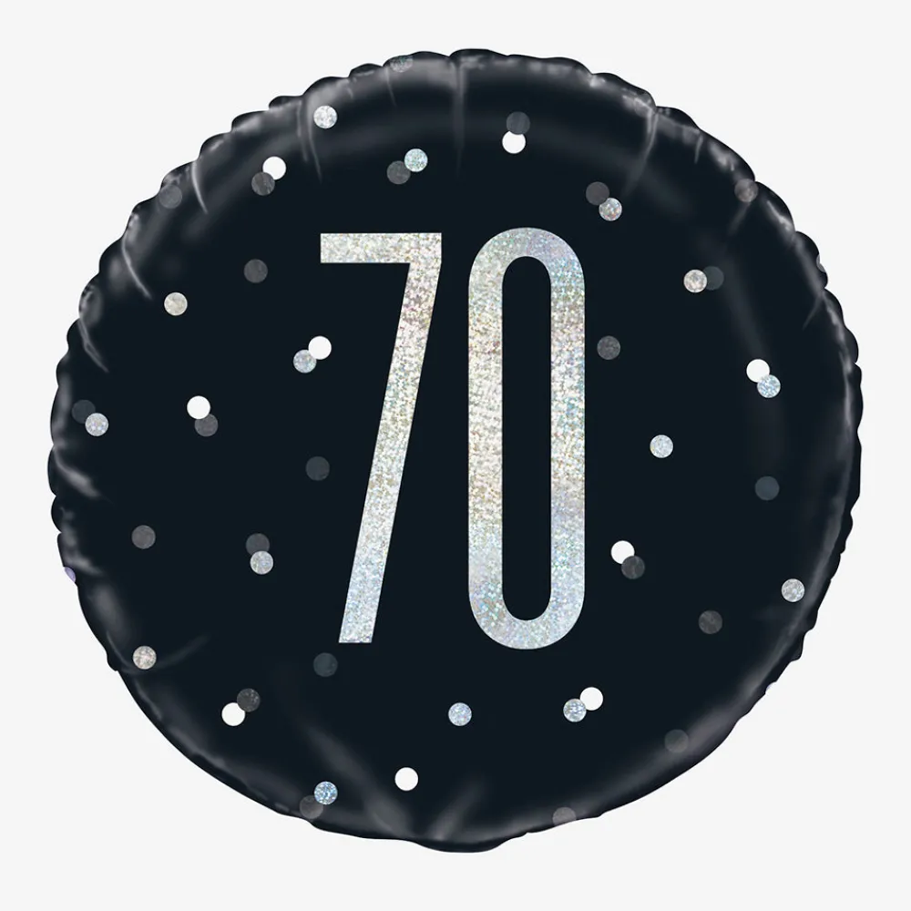Cheap Unique Party Helium Balloon 70 Years Black And Holographic