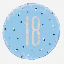 Online Unique Party Helium Balloon 18 Years Blue And Holographic