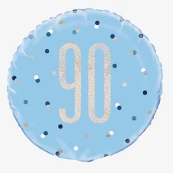 Sale Unique Party Helium Balloon 90 Years Blue And Holographic