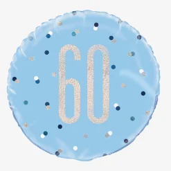 Shop Unique Party Helium Balloon 60 Years Blue And Holographic