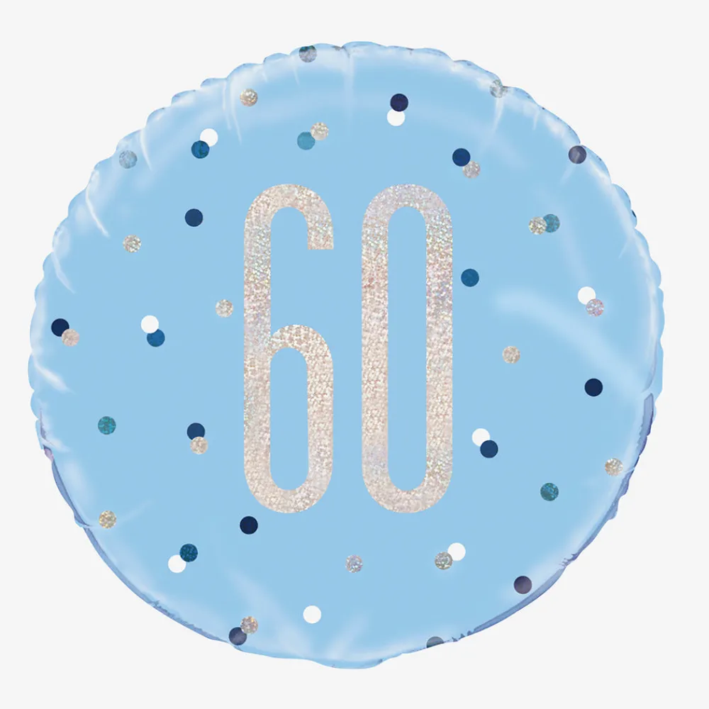 Shop Unique Party Helium Balloon 60 Years Blue And Holographic