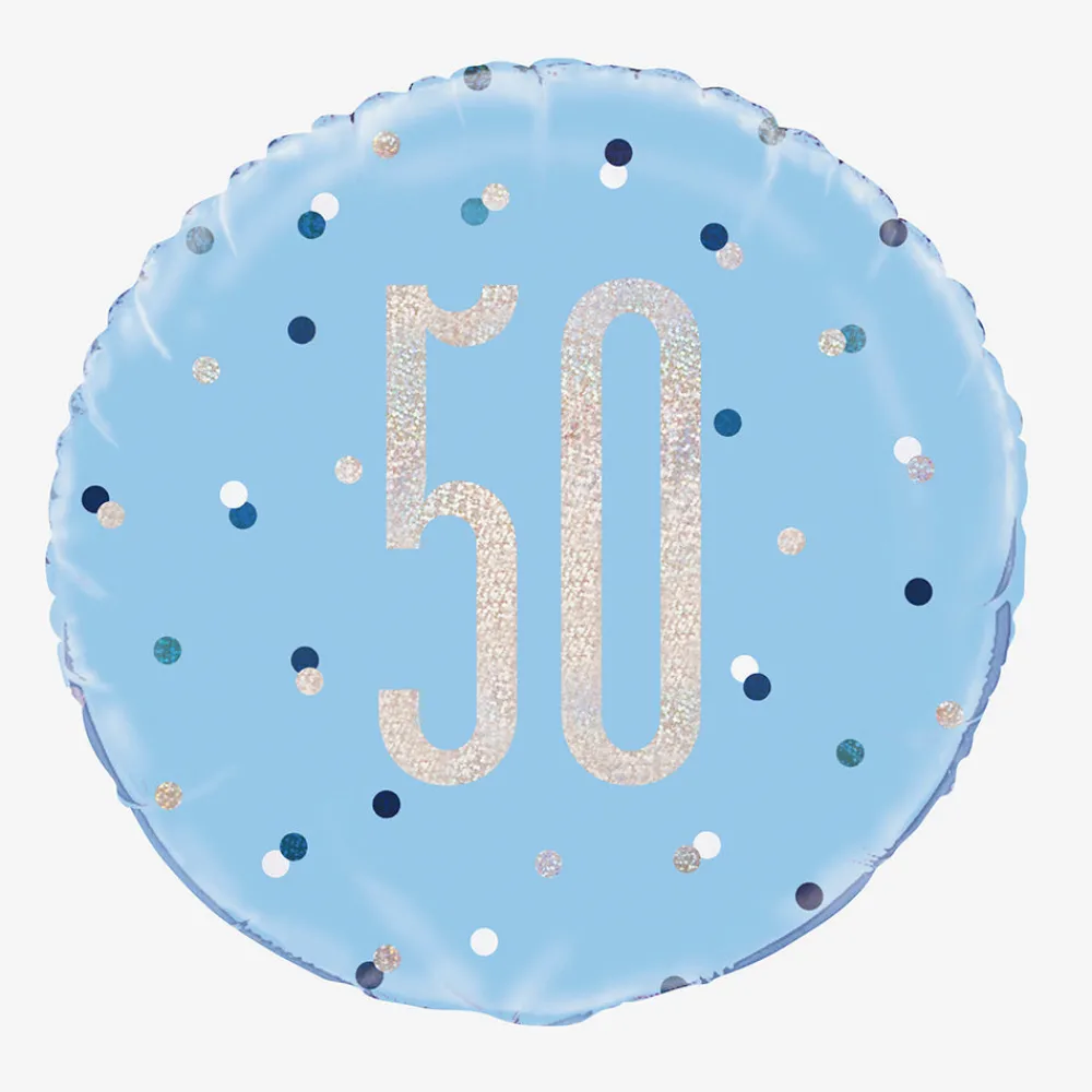 Flash Sale Unique Party Helium Balloon 50 Years Blue And Holographic