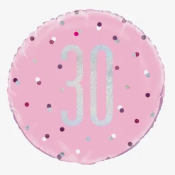 Cheap Unique Party Helium Balloon 30 Years Pink And Holographic