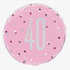 Hot Unique Party Helium Balloon 40 Years Pink And Holographic