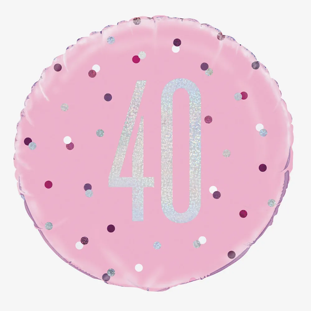 Shop Unique Party Helium Balloon 40 Years Pink And Holographic