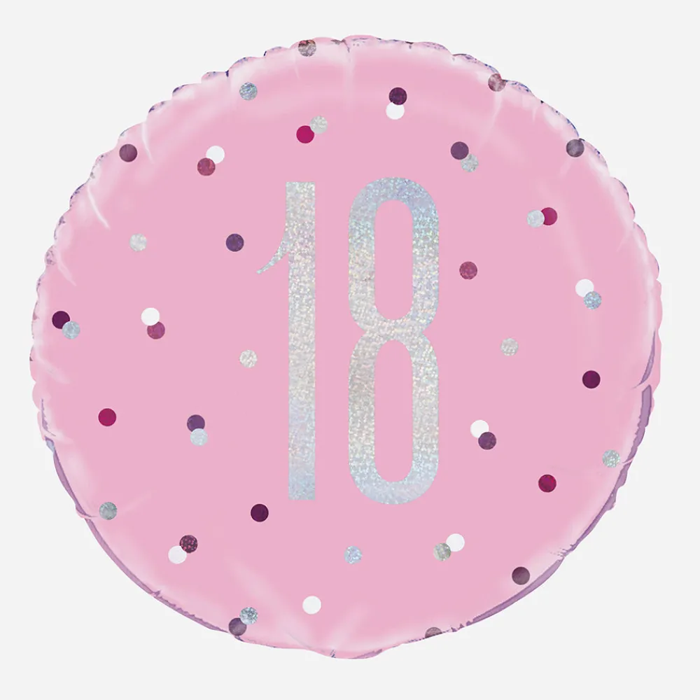 Flash Sale Unique Party Helium Balloon 18 Years Pink And Holographic