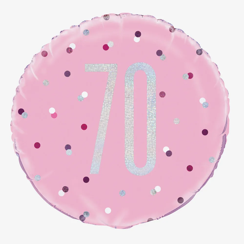 Best Sale Unique Party Helium Balloon 70 Years Pink And Holographic