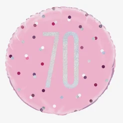 New Unique Party Helium Balloon 70 Years Pink And Holographic