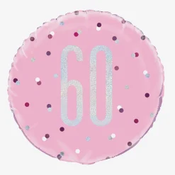 Outlet Unique Party Helium Balloon 60 Years Pink And Holographic