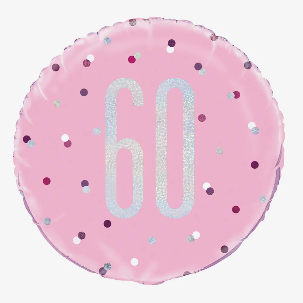 Outlet Unique Party Helium Balloon 60 Years Pink And Holographic