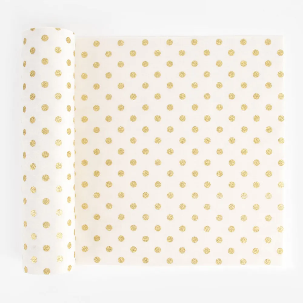 Flash Sale Arty Fêtes Factory Ivory Table Runner With Gold Polka Dots