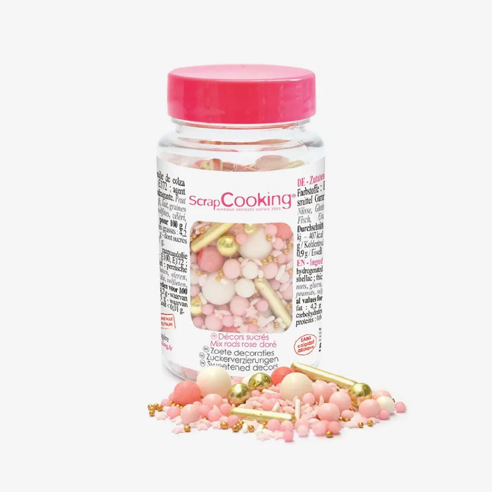 Online ScrapCooking Jar Of Pink And Gold Sweet Decorations