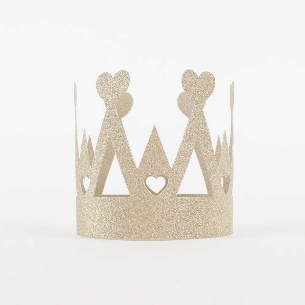 Shop Party Deco Paper Crown - Glitter And Gold Hearts