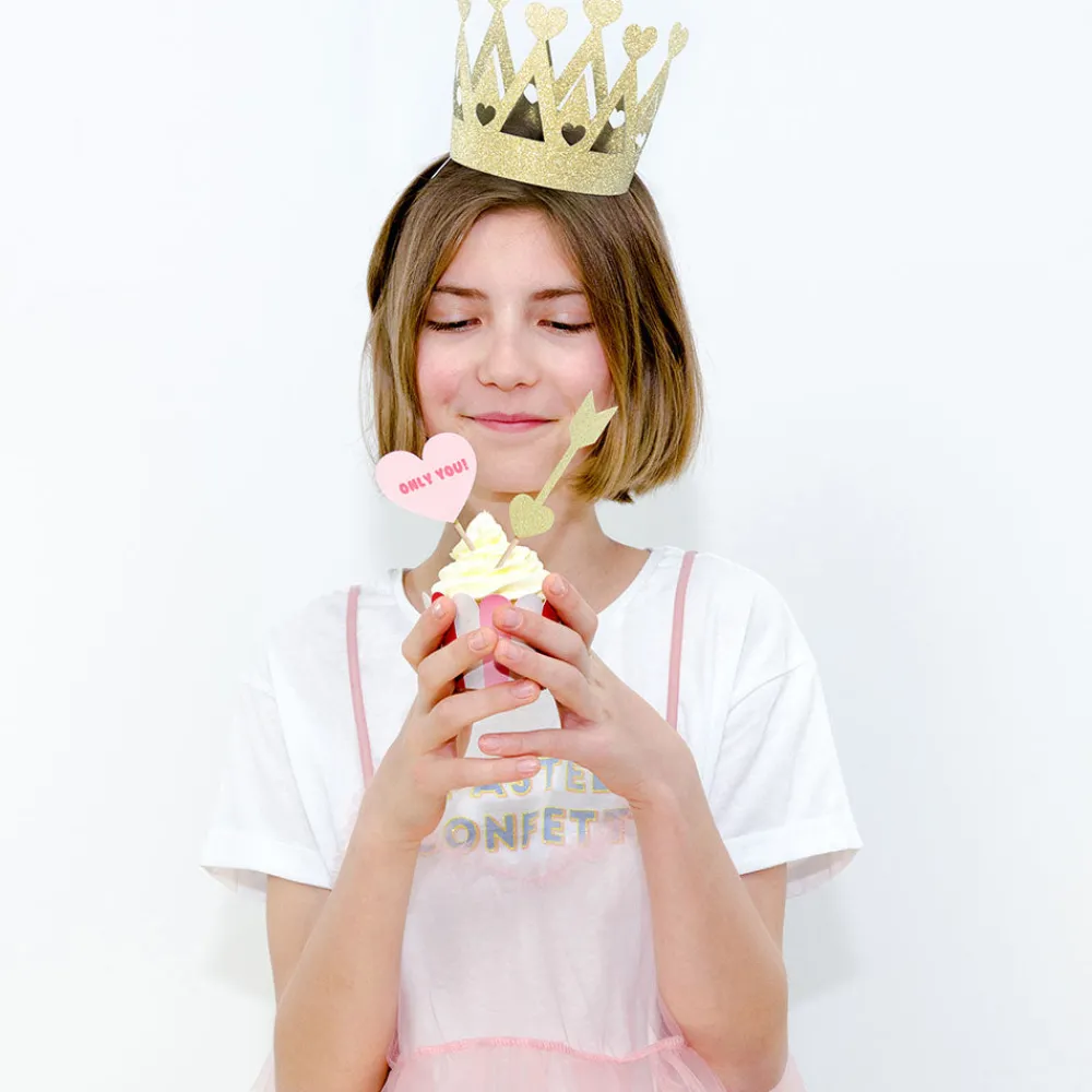 Shop Party Deco Paper Crown - Glitter And Gold Hearts