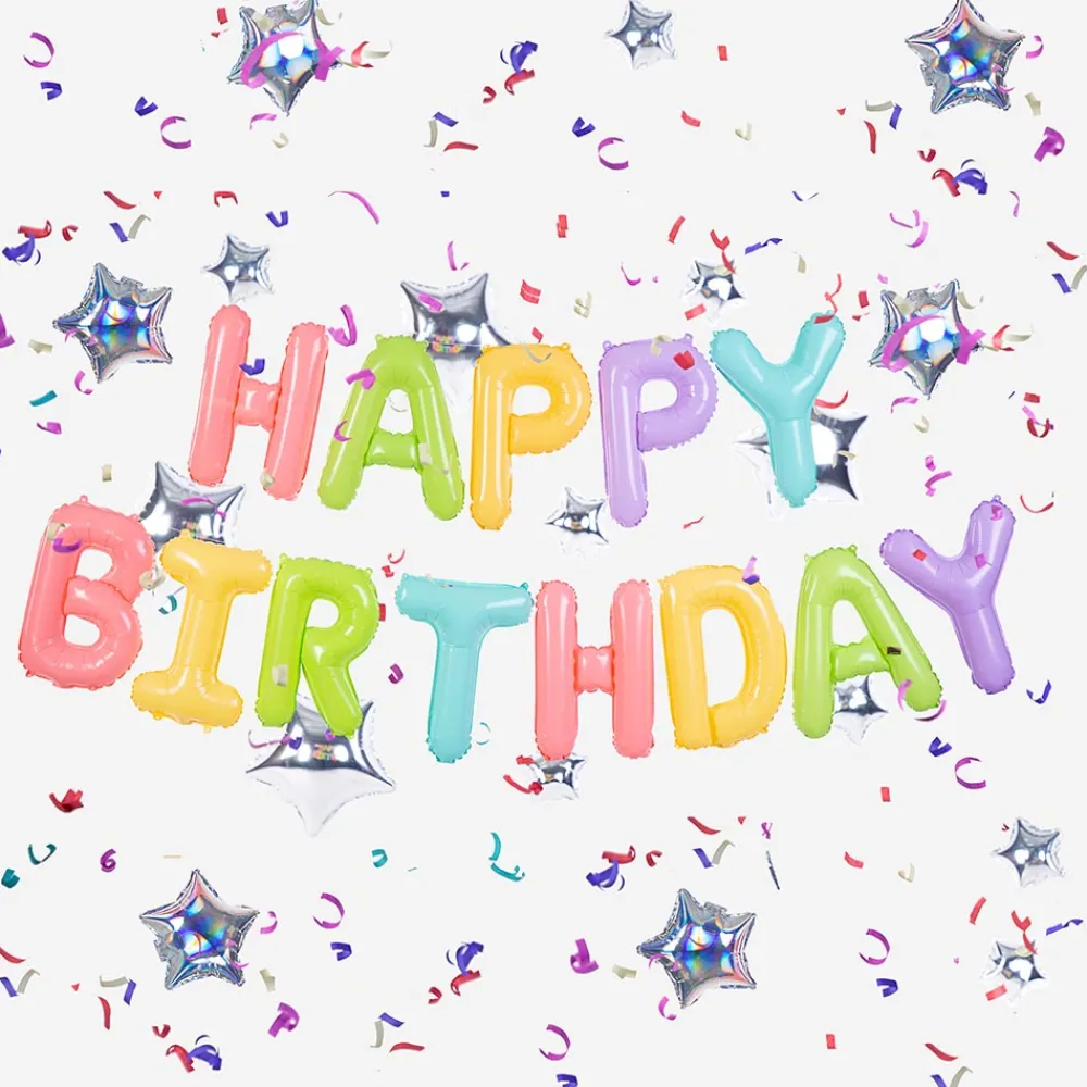 Flash Sale Party Deco Pastel Happy Birthday Letter Balloons