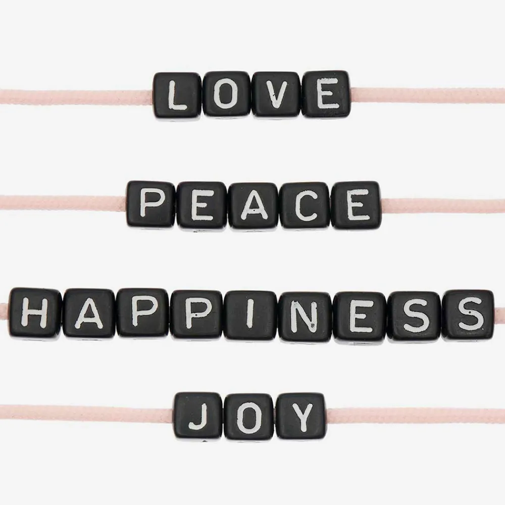 Cheap Rico Design Peace & Love Square Beads Black