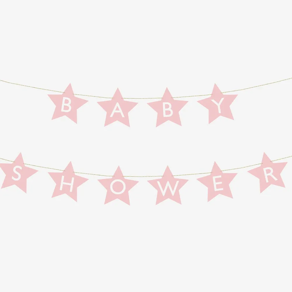 Hot Party Deco Pink Star Baby Shower Garland