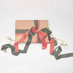 Sale Rico Design Red And Cream Striped Woven Ribbon