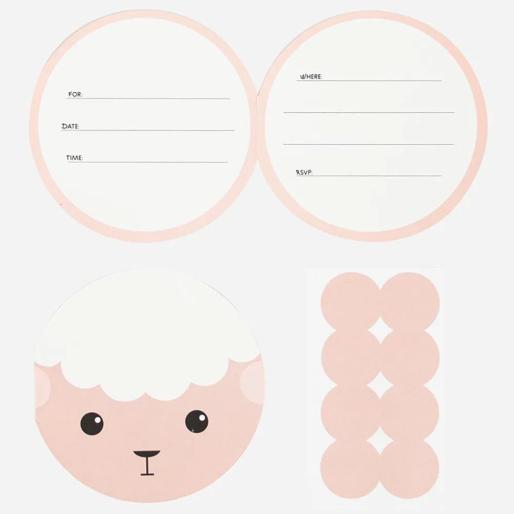Hot My Little Day Sheep Birthday Invitation Card (8)