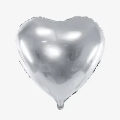 Hot Party Deco Silver Heart Helium Balloon