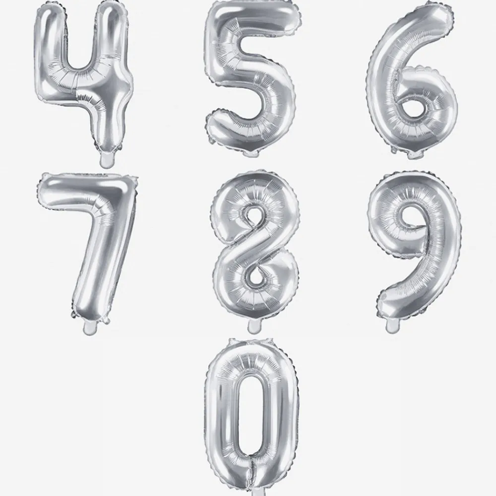 Flash Sale Party Deco Silver Number Balloon (Small Size)
