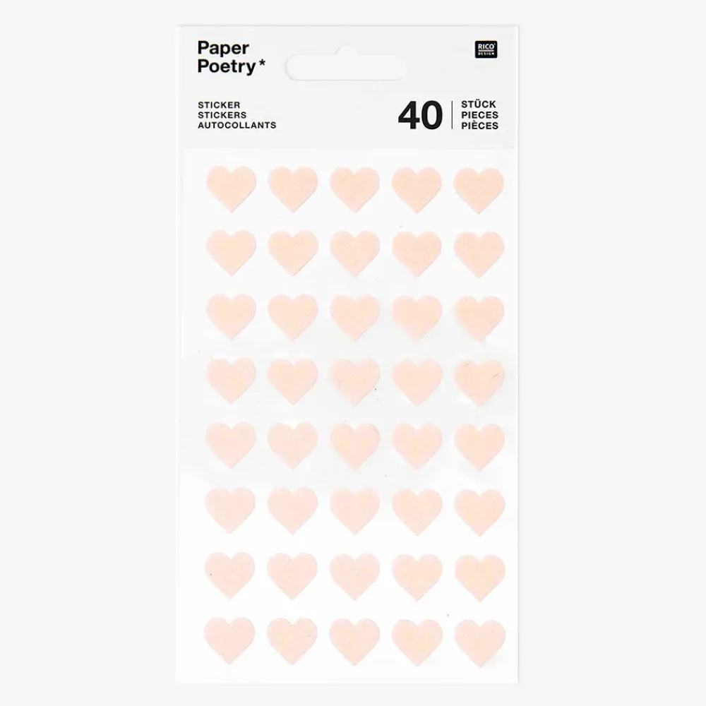 Best Sale Rico Design Small Powder Pink Heart Felt Stickers