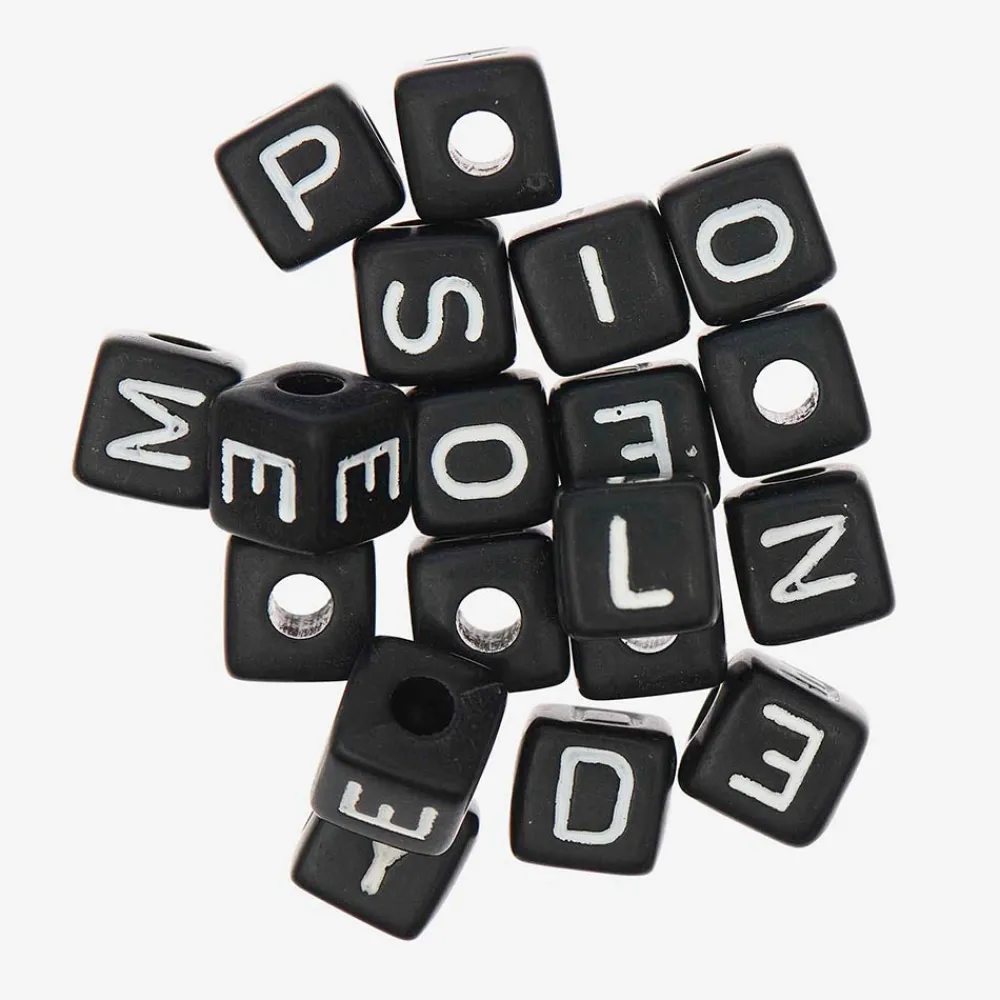 Cheap Rico Design Square Beads Happy Black