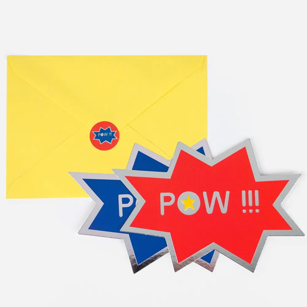 Outlet My Little Day Superhero Pow Birthday Invitation Card (8)