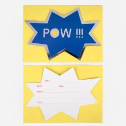 Outlet My Little Day Superhero Pow Birthday Invitation Card (8)