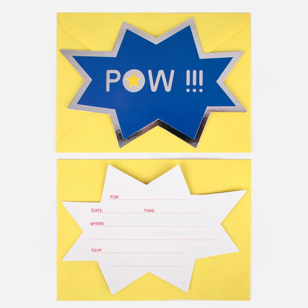Outlet My Little Day Superhero Pow Birthday Invitation Card (8)
